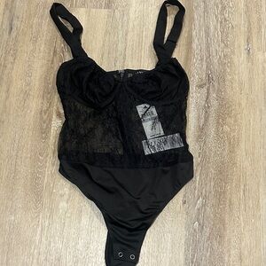 DANIELLE BERNSTEIN Black Lace Bodysuit
